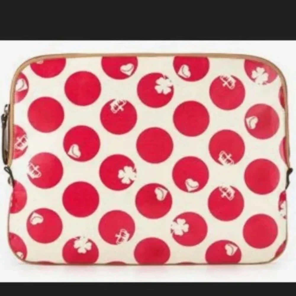 Juicy Couture Laptop sleeve case white pink polka dots circles NWT